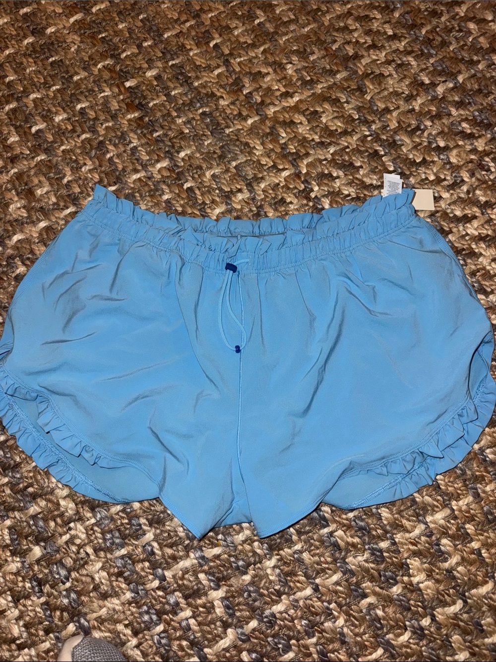 aerie Light Blue Ruffle-Hem Athletic Shorts - Picture 1 of 7
